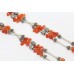 Necklace 925 Sterling Silver beads Natural orange carnelian stones P 315